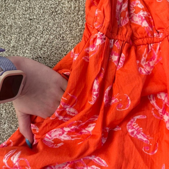 MAEVE Mini Dress Flirty Wrap Sea Shrimp Lobster Orange Dress Anthropologie Sz XS - Picture 8 of 8